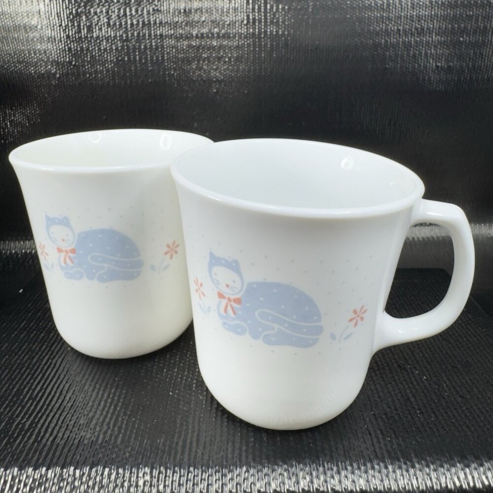 Corelle Corning Country Pride Glassware Coffee Mug‎ Cup Set 2 USA Mugs Cups VTG